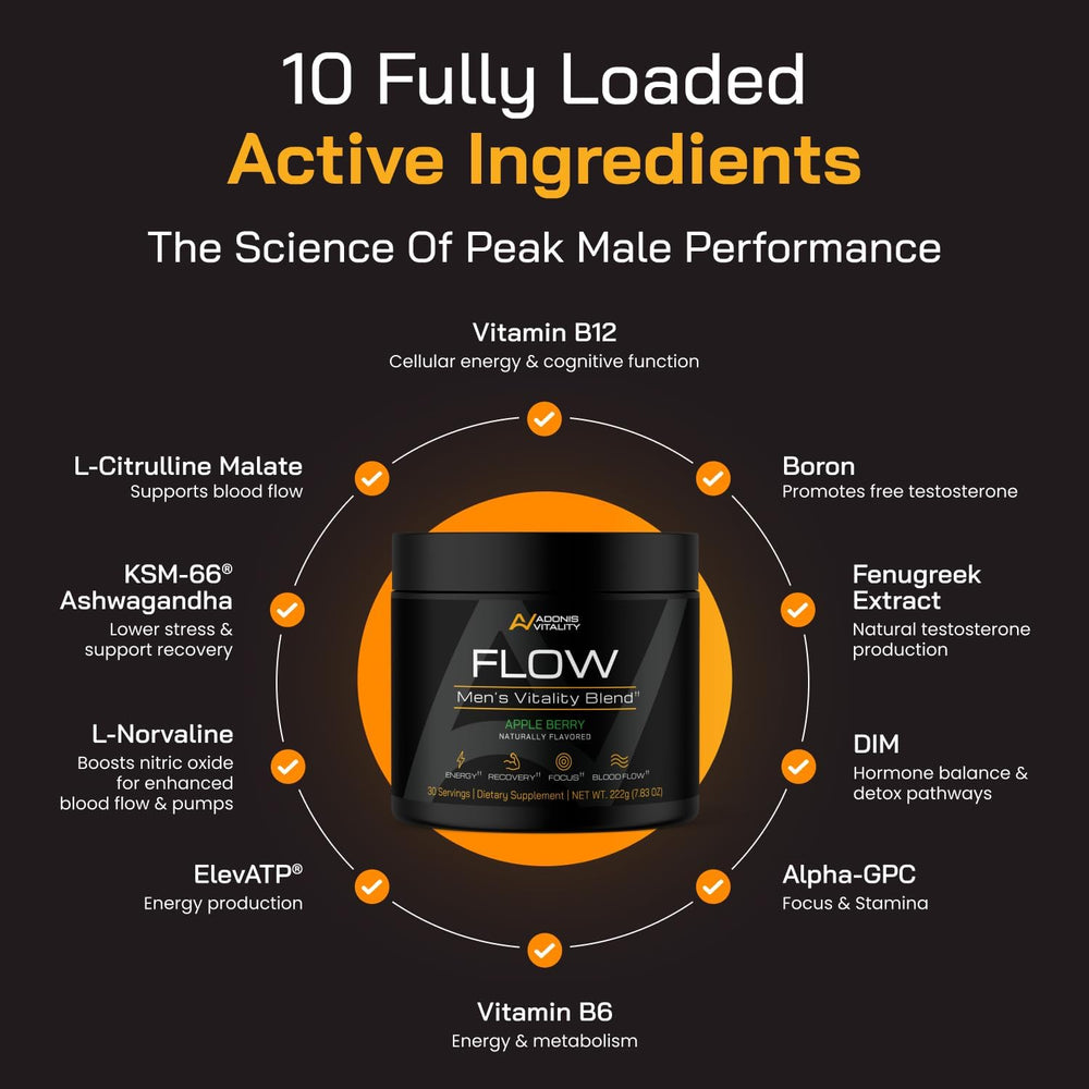 Powder dissolving in water from Adonis Vitality Flow, apple berry flavor.