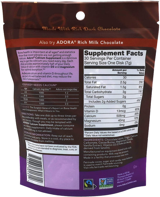 Adora calcium disk with vitamin D3 and magnesium, simple daily pairing.