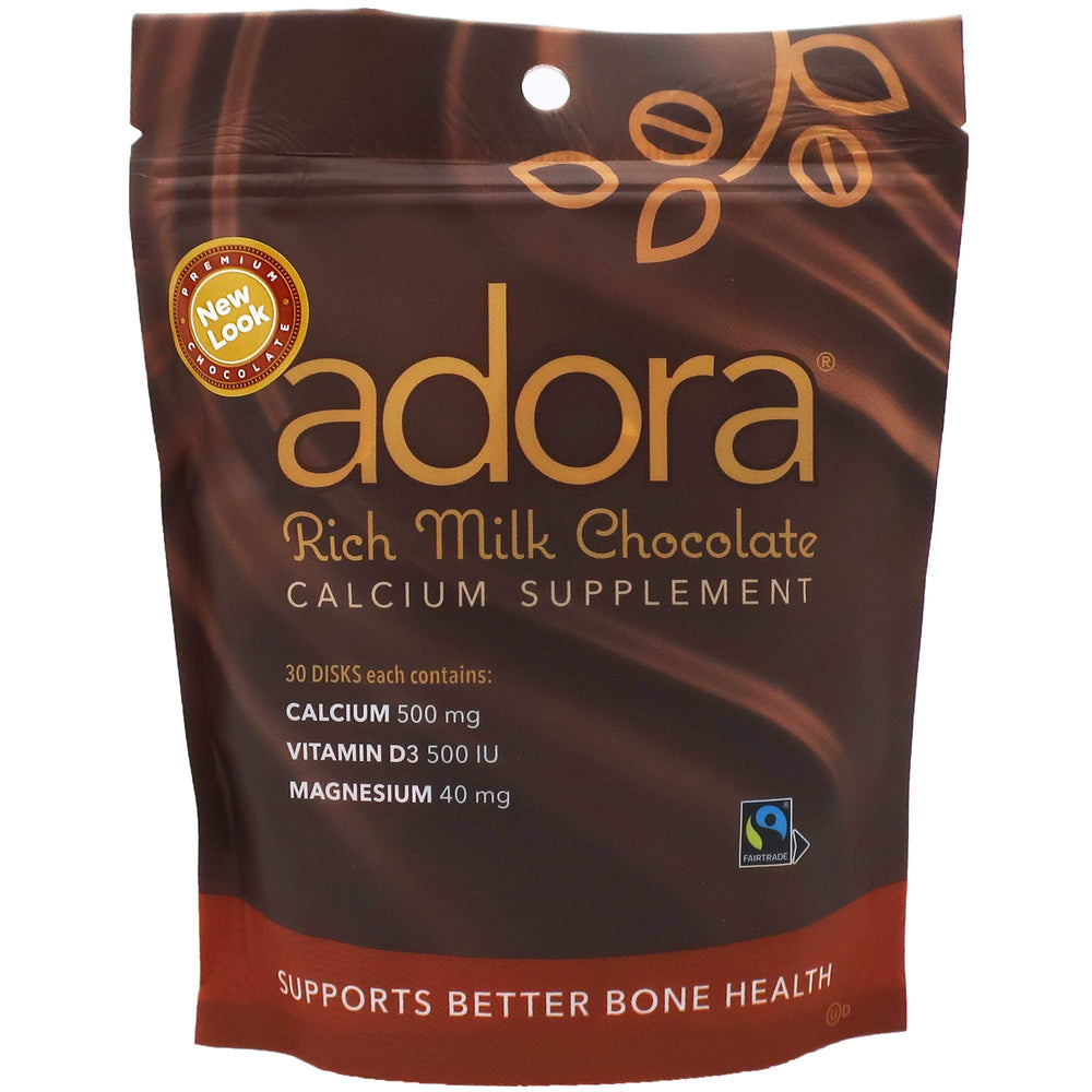Adora calcium supplement chocolate disk with vitamin D3 for daily calcium support