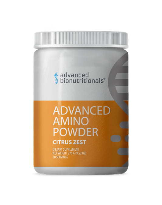Advanced Amino Powder bottle pour shows quick pre-workout fueling for endurance