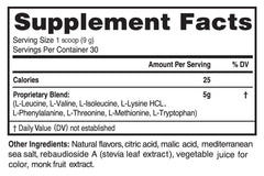 Advanced Amino Powder pouring into glass for pre-workout energy and focus.