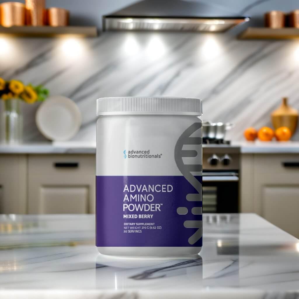 Athlete uses Advanced Amino Powder in shaker after training to support recovery.