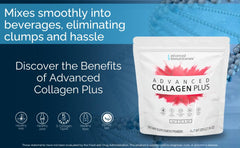 Advanced Bionutritionals Collagen Plus shown in coffee routine for daily intake.