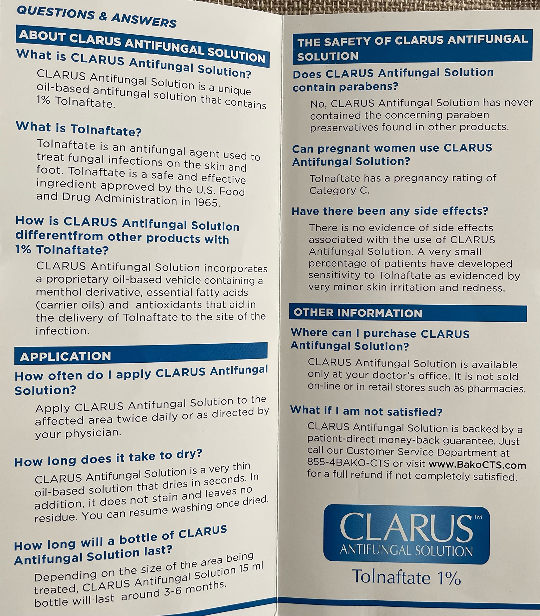 Advanced Footcare Clarus Solution antifungal application on skin demonstrates easy topical use