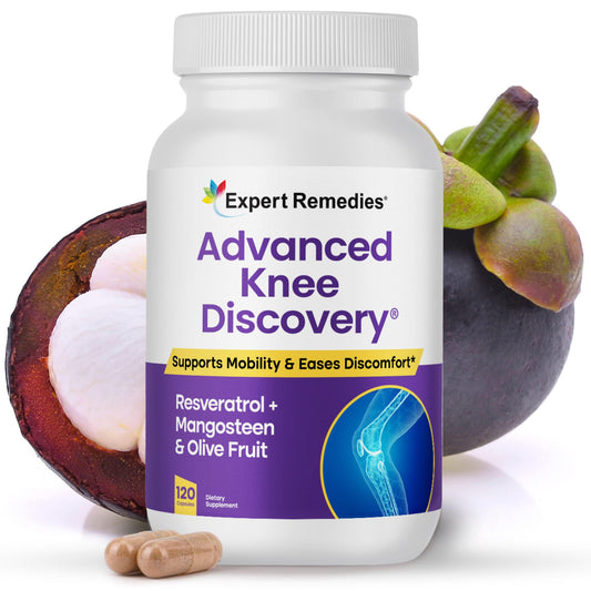 Advanced Knee Discovery bottle label highlighting joint support blend for daily mobility