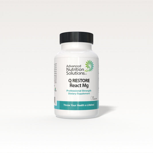 Advanced Nutrition Solutions Q Restore React Mg bottle for daily magnesium support