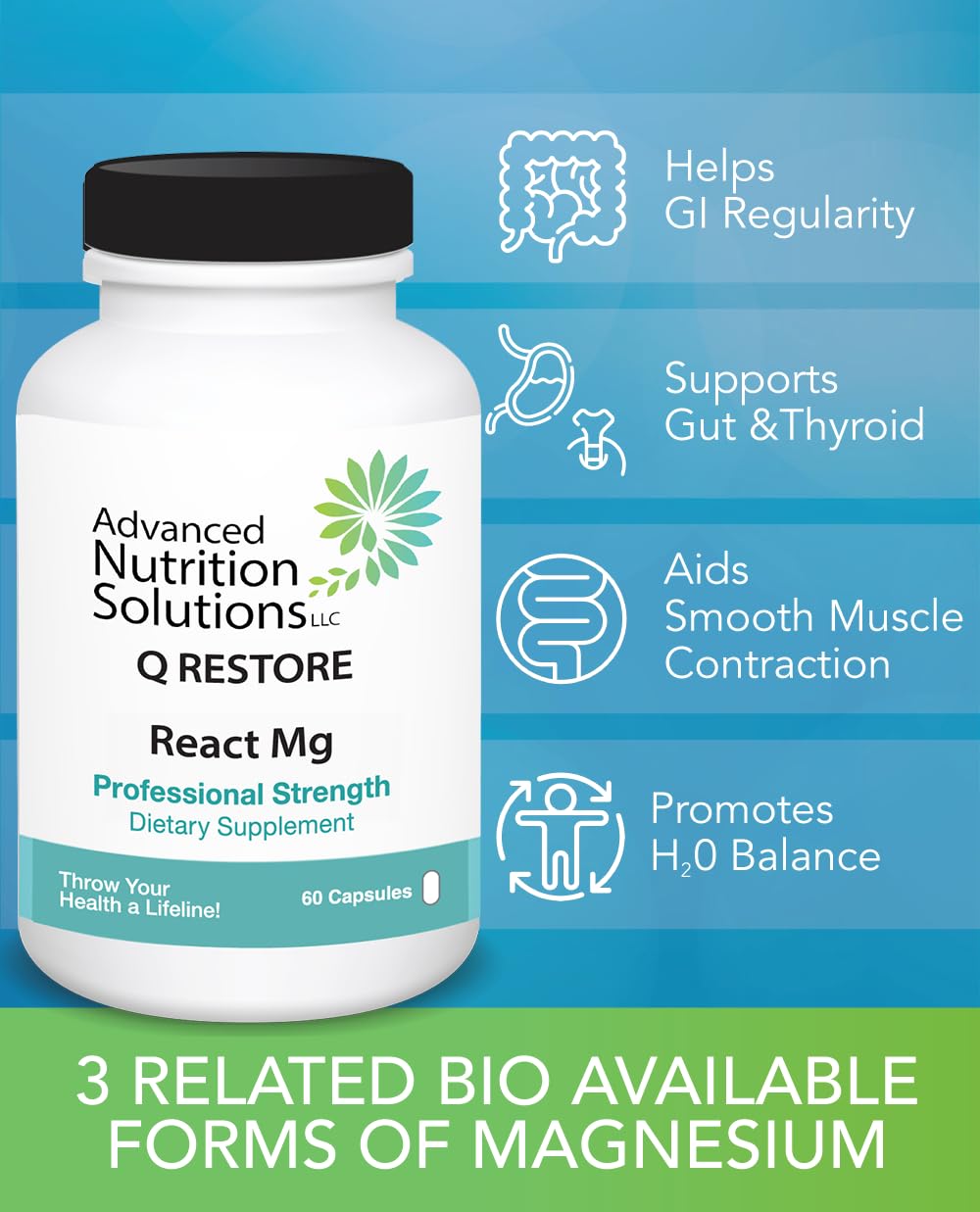 Q Restore React Mg capsules for easy daily intake