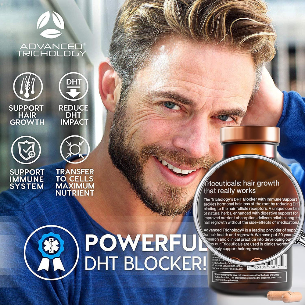 Advanced Trichology DHT Blocker in clinic setting backdrop for professional use