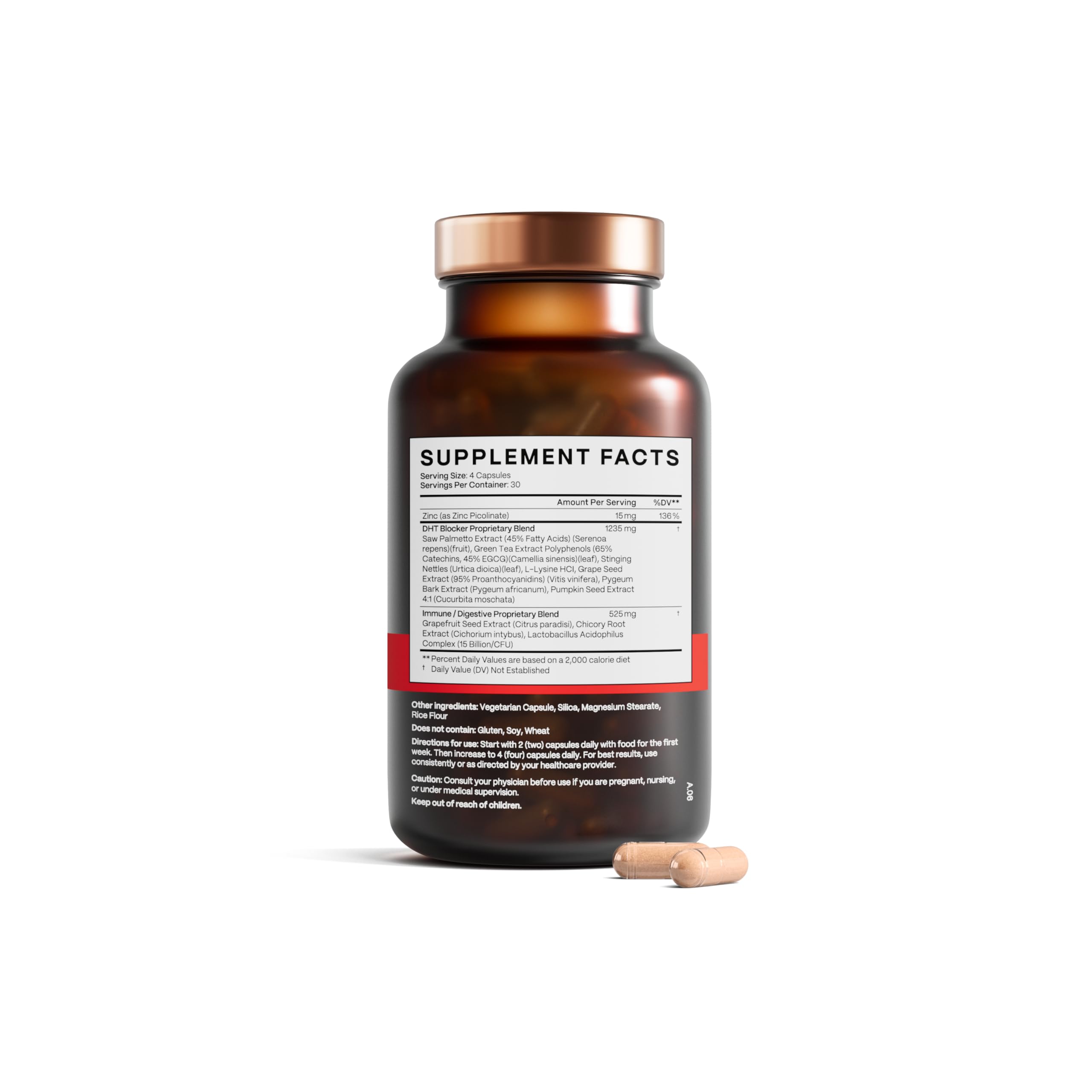Advanced Trichology DHT Blocker packaging notes gluten-free vegetarian formula