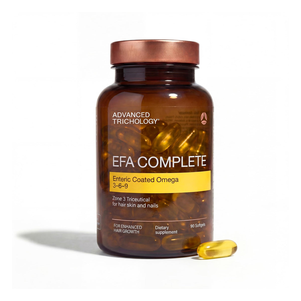 Advanced Trichology EFA Complete bottle front may support overall wellness.