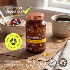 Advanced Trichology EFA Complete bottle top secure freshness.