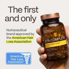 Advanced Trichology EFA Complete capsules close-up convenient daily intake.