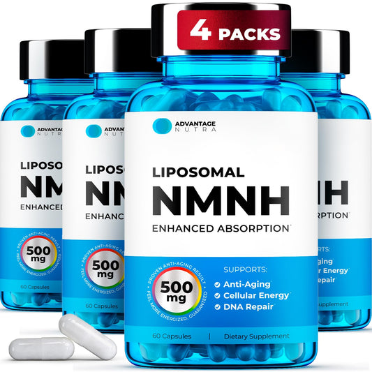 AdvantageNutra Liposomal NMNH 500mg bottle for daily energy and clarity support.