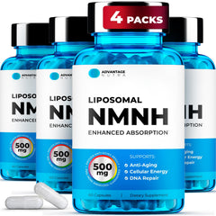 AdvantageNutra Liposomal NMNH 500mg bottle for daily energy and clarity support.