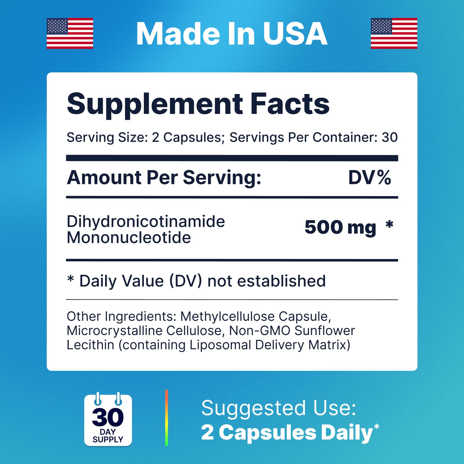 AdvantageNutra USA-made clean formula badge indicating vegan, gluten-free attributes.