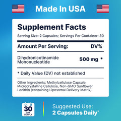 AdvantageNutra USA-made clean formula badge indicating vegan, gluten-free attributes.