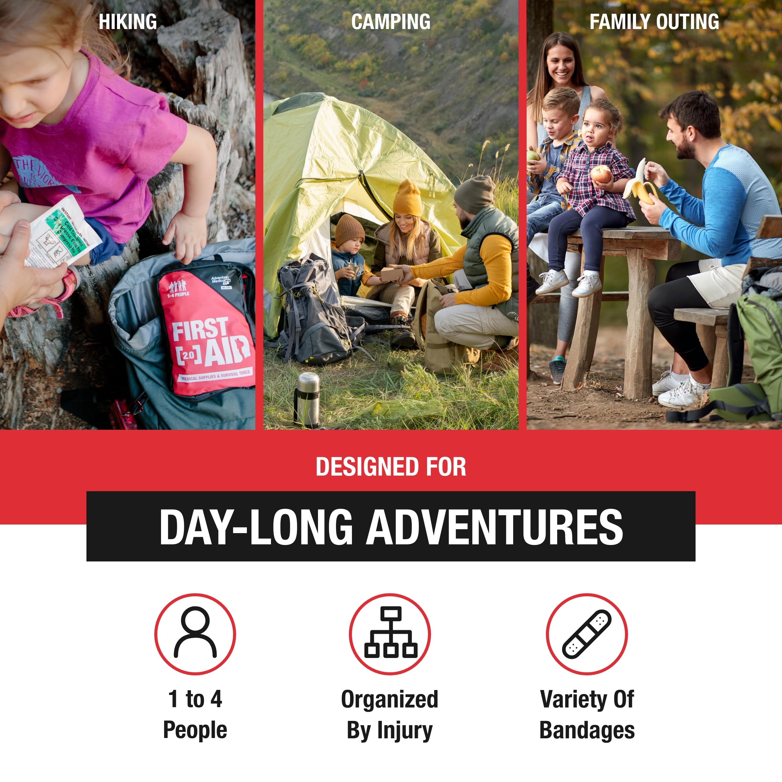 Coated nylon outer bag of Adventure First Aid Kit 2.0 highlighting durability