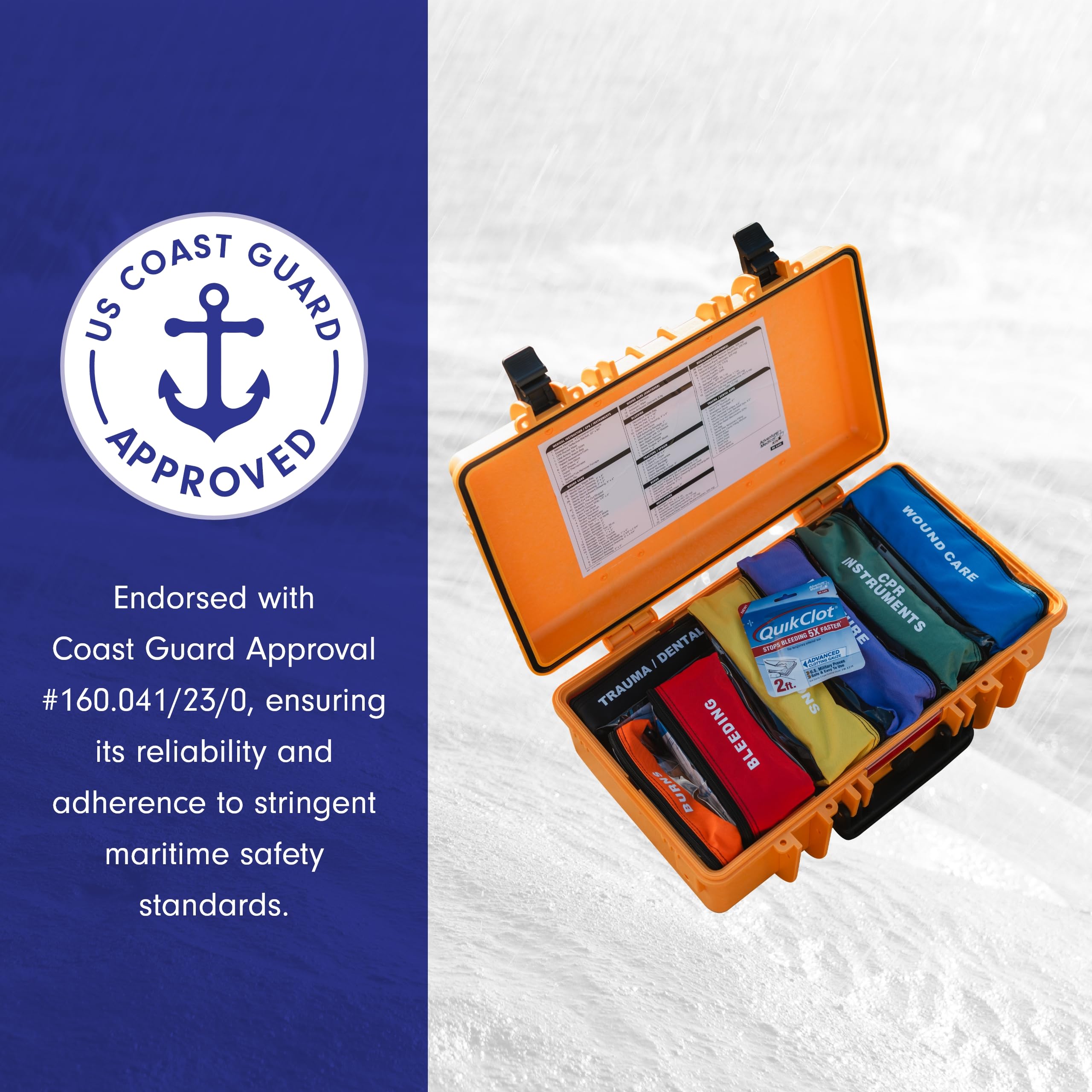 Adventure Medical Kits Marine Series Coast Guard approval badge validates maritime safety standards