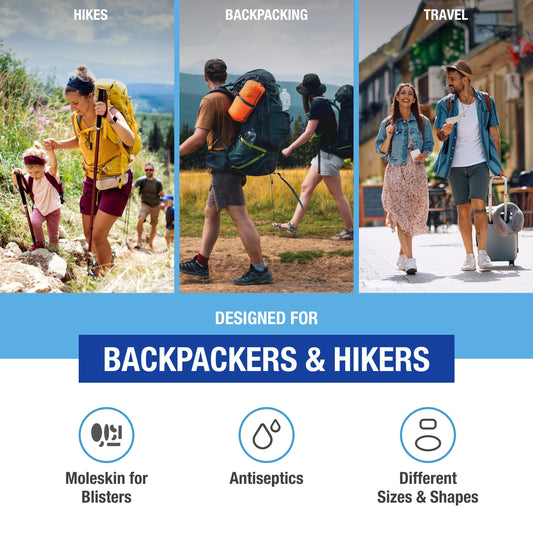 Adventure Medical Kits moleskin-shaped blister bandages, contoured to common blister areas.