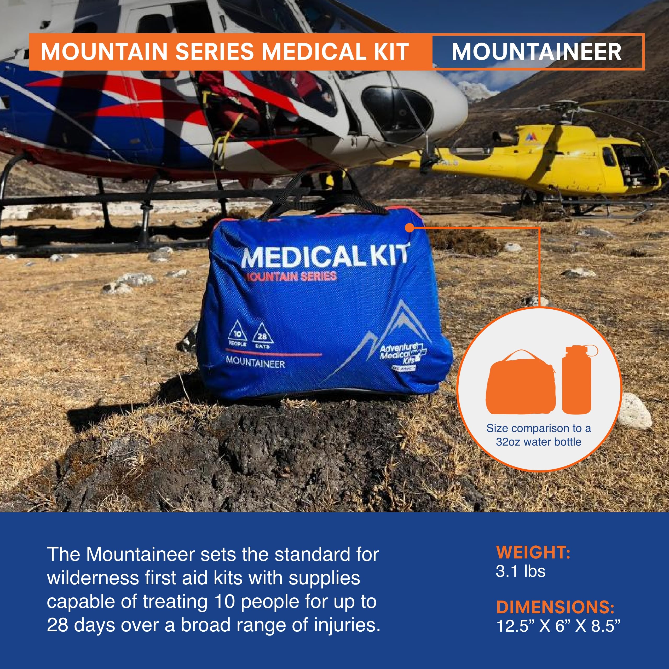Adventure Medical Kits Mountain Series Mountaineer QuikClot Gauze included for advanced wound care