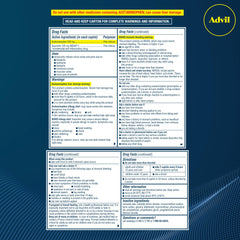 Advil 8-hour relief duration infographic with at-a-glance info