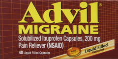 Advil Migraine Liqui-Gels blister pack close-up for on-the-go relief.