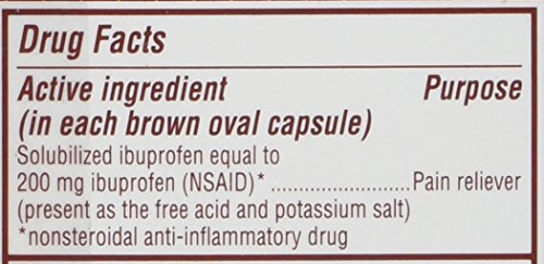 Advil Migraine Liqui-Gels bottle beside a glass for fast, convenient use.