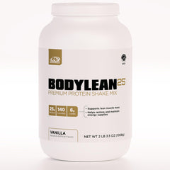 AdvoCare BodyLean25 bottle on a counter, signaling lean-body nutrition.