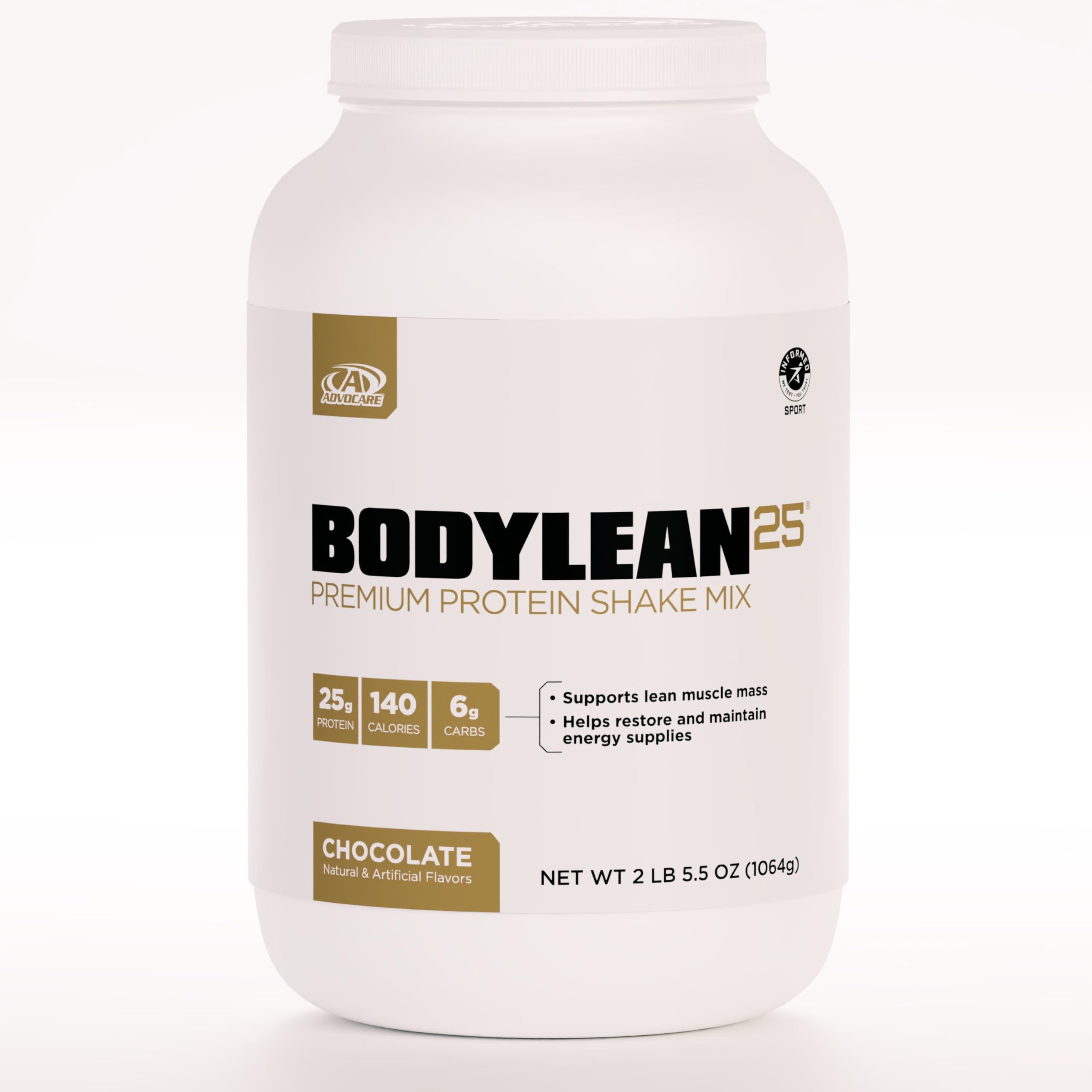 AdvoCare BodyLean25 tub front label shows 25 g protein per serving
