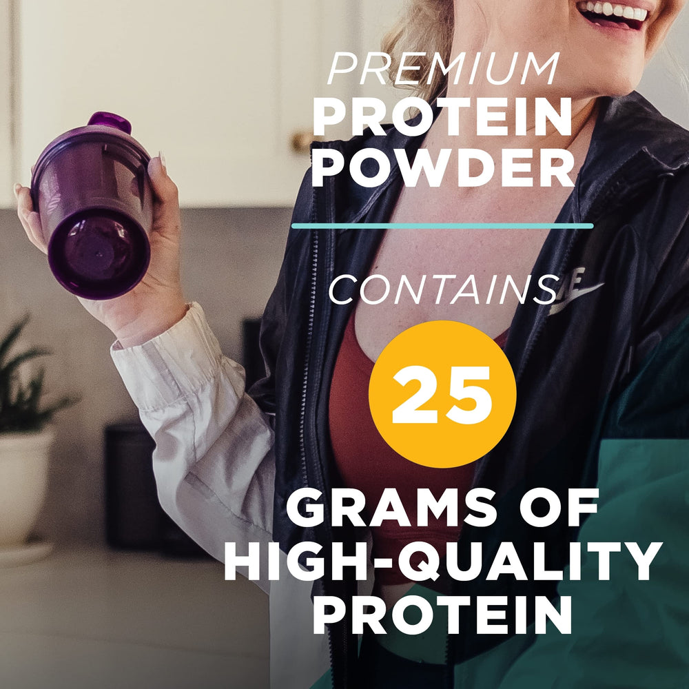 AdvoCare BodyLean25 vanilla powder poured into a glass for post-workout energy.