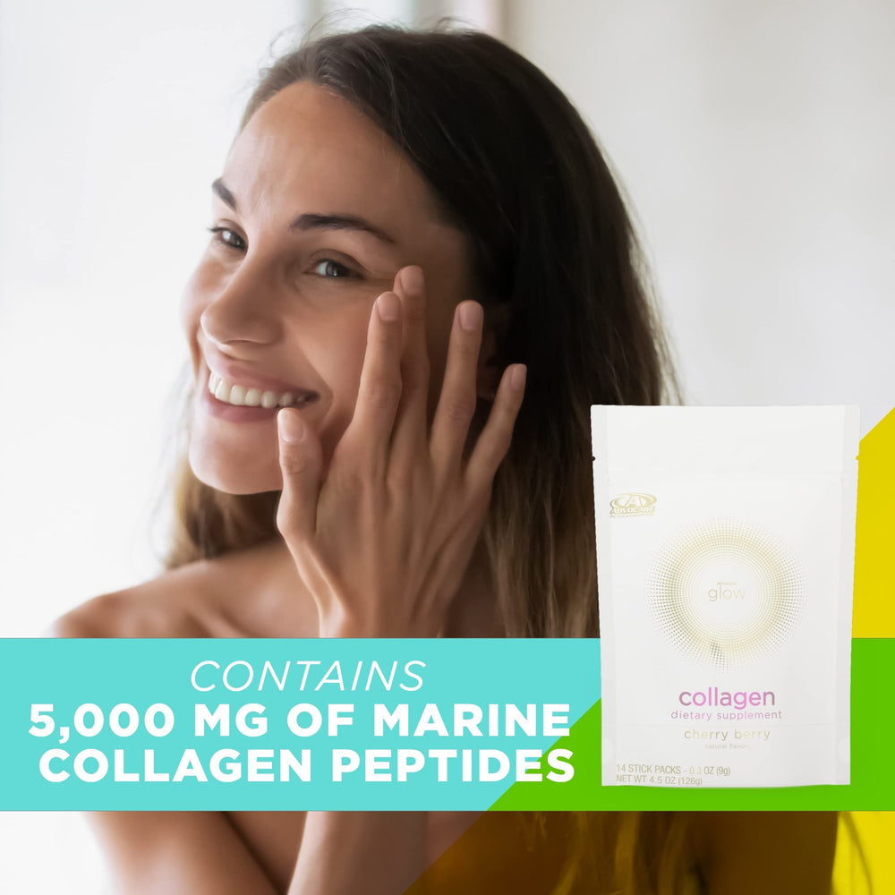 AdvoCare Glow Collagen dissolved drink prepared for a refreshing serving