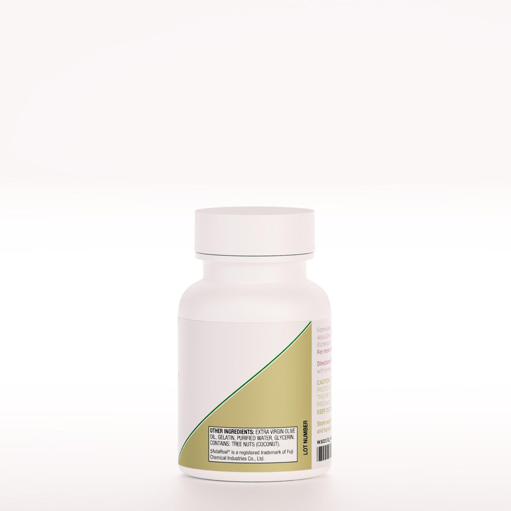 Astaxanthin capsule closeup highlighting skin nourishment and antioxidant potential.