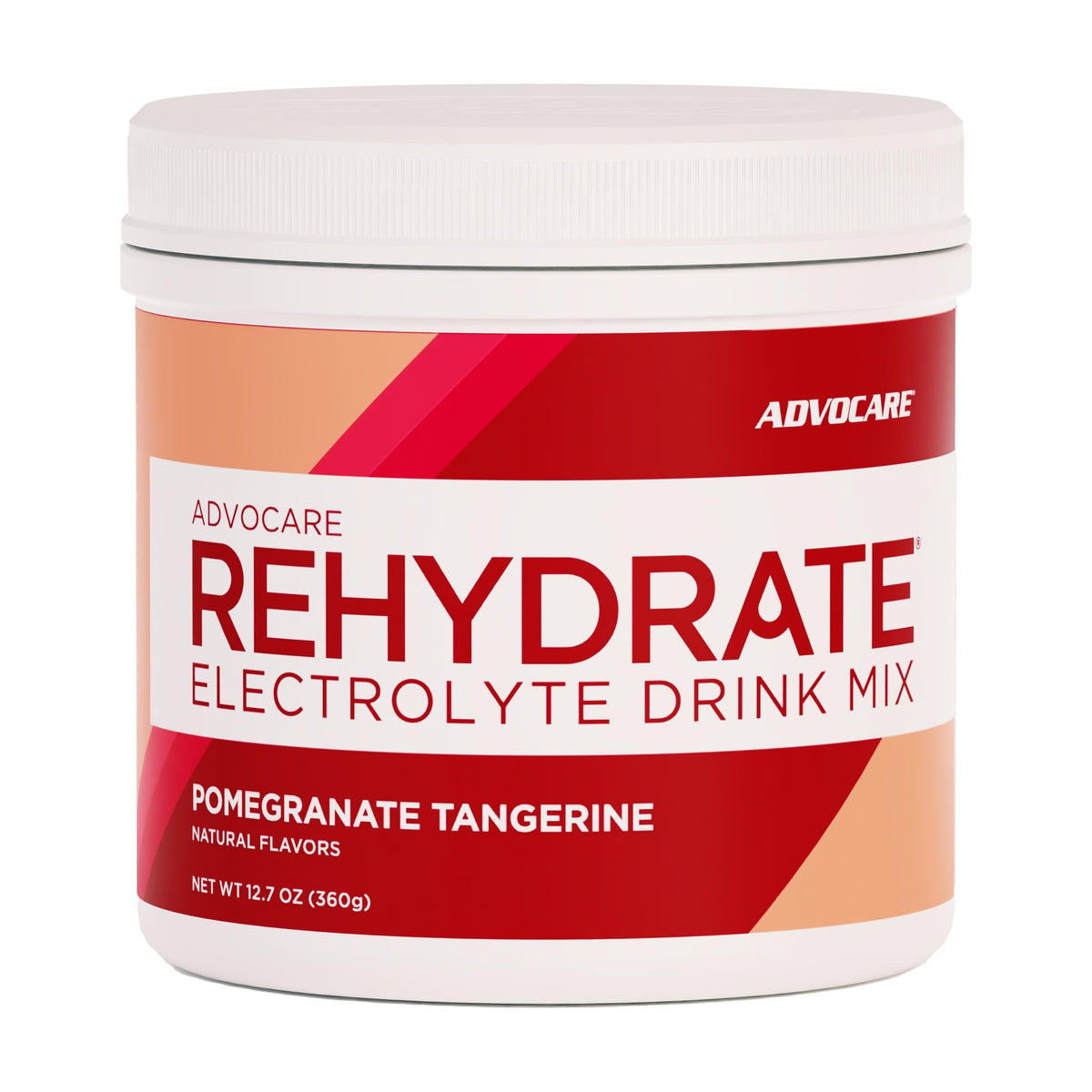 AdvoCare Rehydrate bottle front shows electrolyte blend for daily hydration.