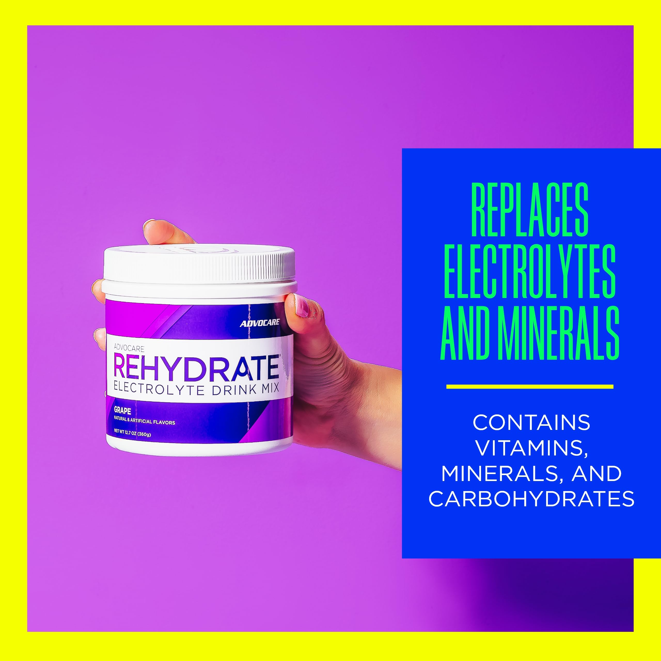 AdvoCare Rehydrate grape glass with refreshing grape drink during workouts