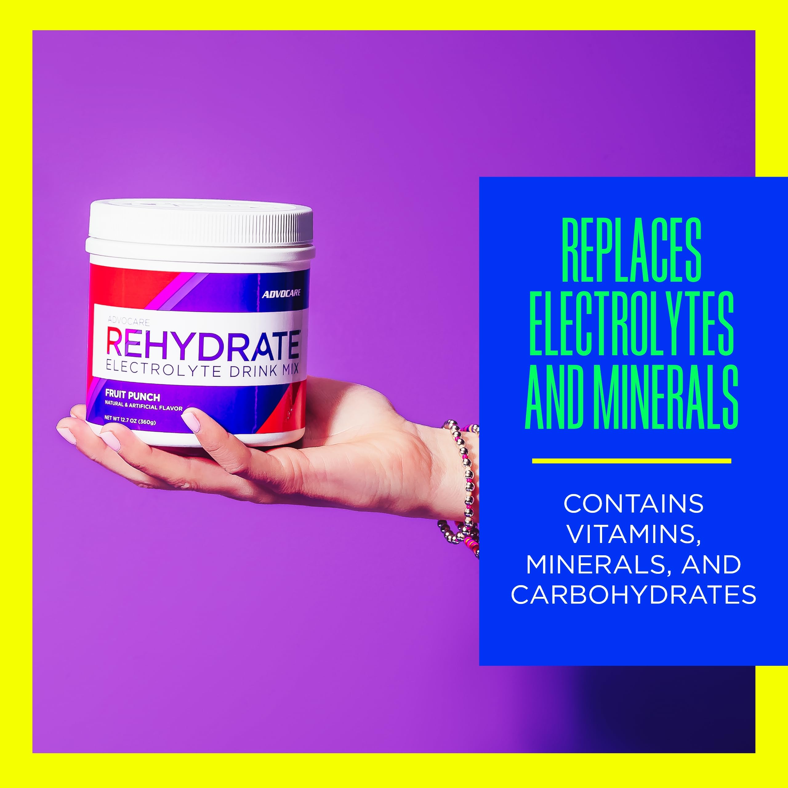 AdvoCare Rehydrate measuring spoon ready to scoop for precise hydration preparation.