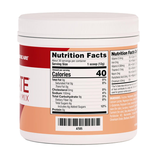 AdvoCare Rehydrate scoop pour highlights easy mixing into water.