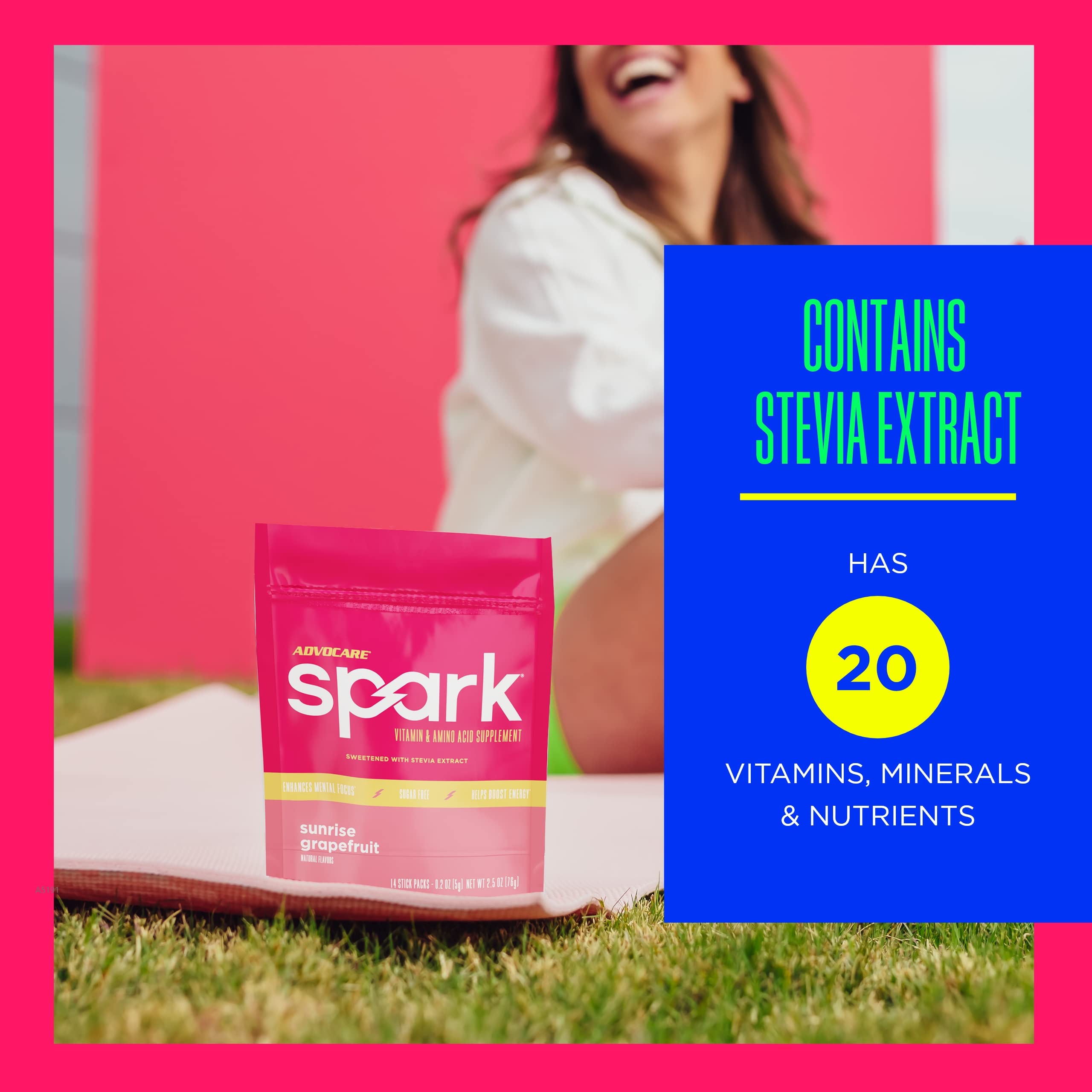  Glass of Sunrise Grapefruit flavored AdvoCare Spark ready to sip.