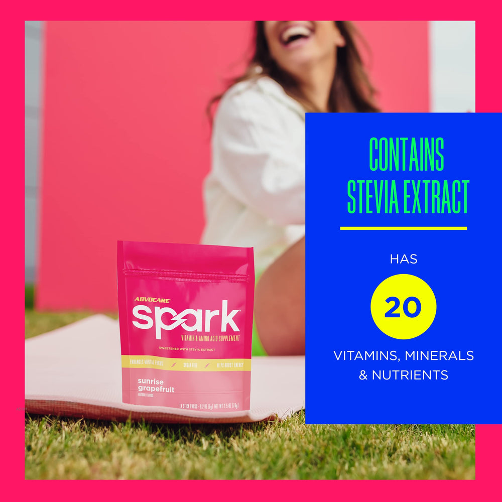  Glass of Sunrise Grapefruit flavored AdvoCare Spark ready to sip.