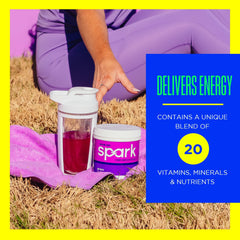 AdvoCare Spark grape glass with liquid illustrating smooth energy without crash