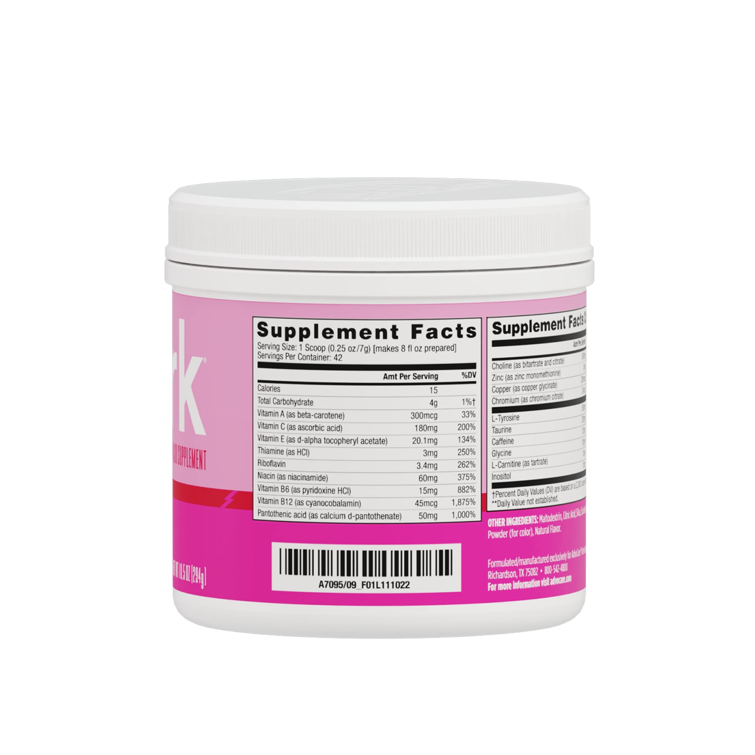 AdvoCare Spark pink lemonade powder dissolving smoothly in water.