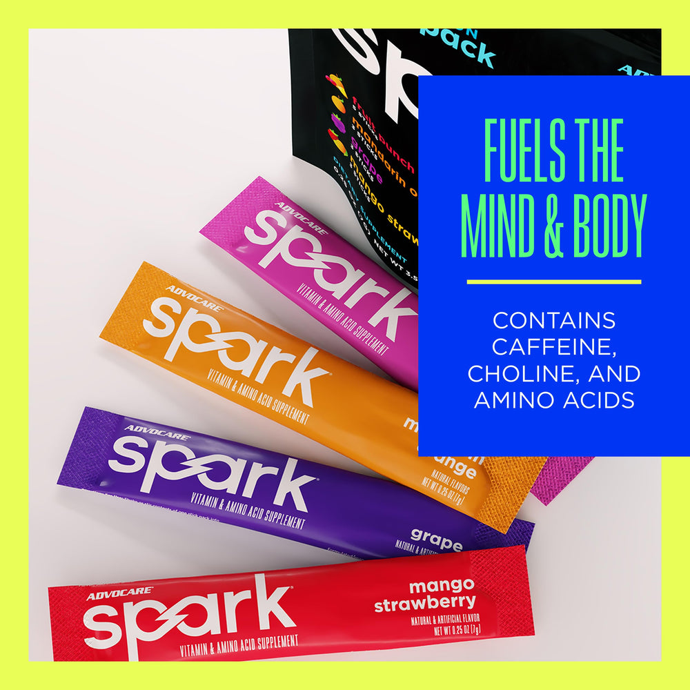 AdvoCare Spark served in a glass, offering a refreshing energy boost.
