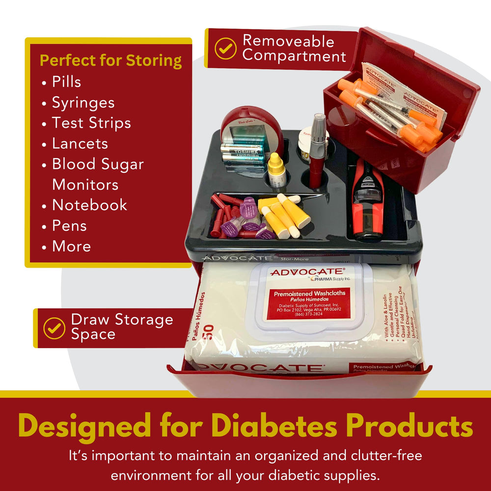 Advocate travel-compact organizer is ideal for on-the-go diabetes care.