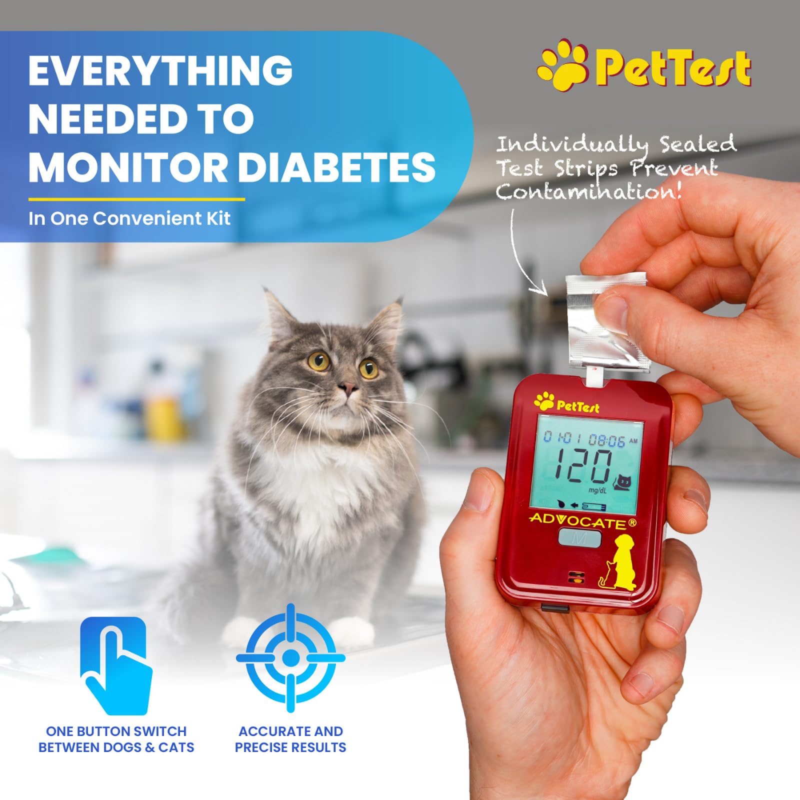 Advocate PetTest fast 5-second result readout for busy owners.