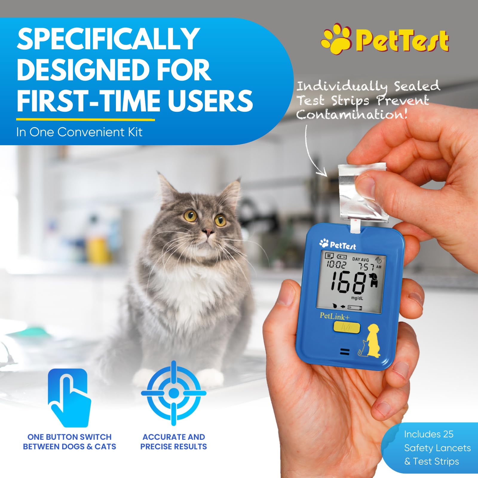 Clear PetTest instructions help first-time testers get started