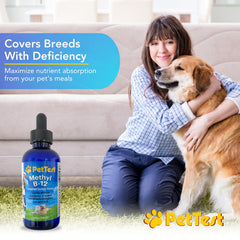 Dog receiving drops for daily energy support from a caregiver.