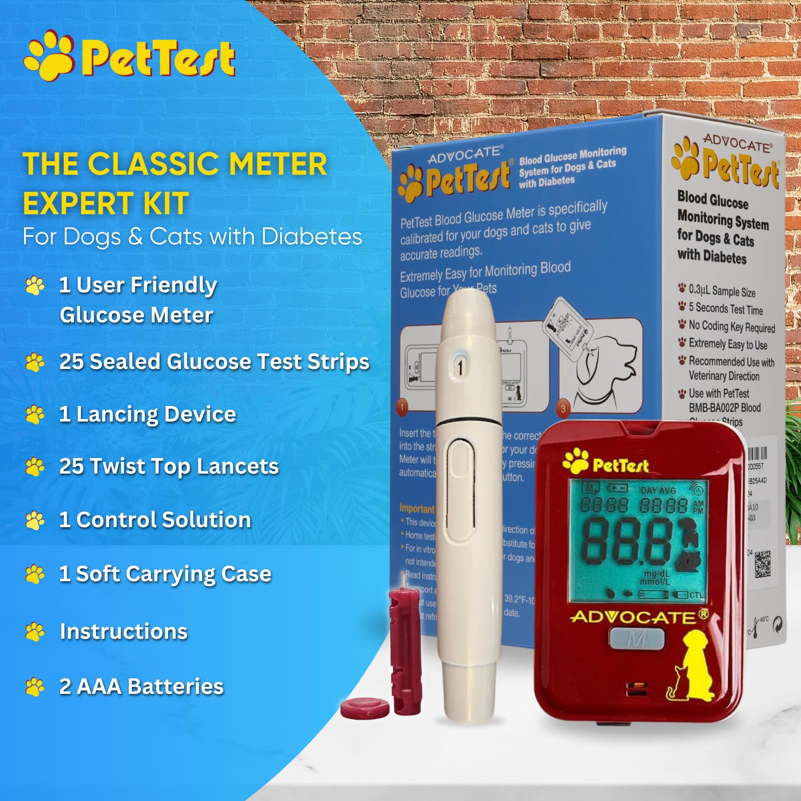 Advocate PetTest no-coding meter simplifies setup.
