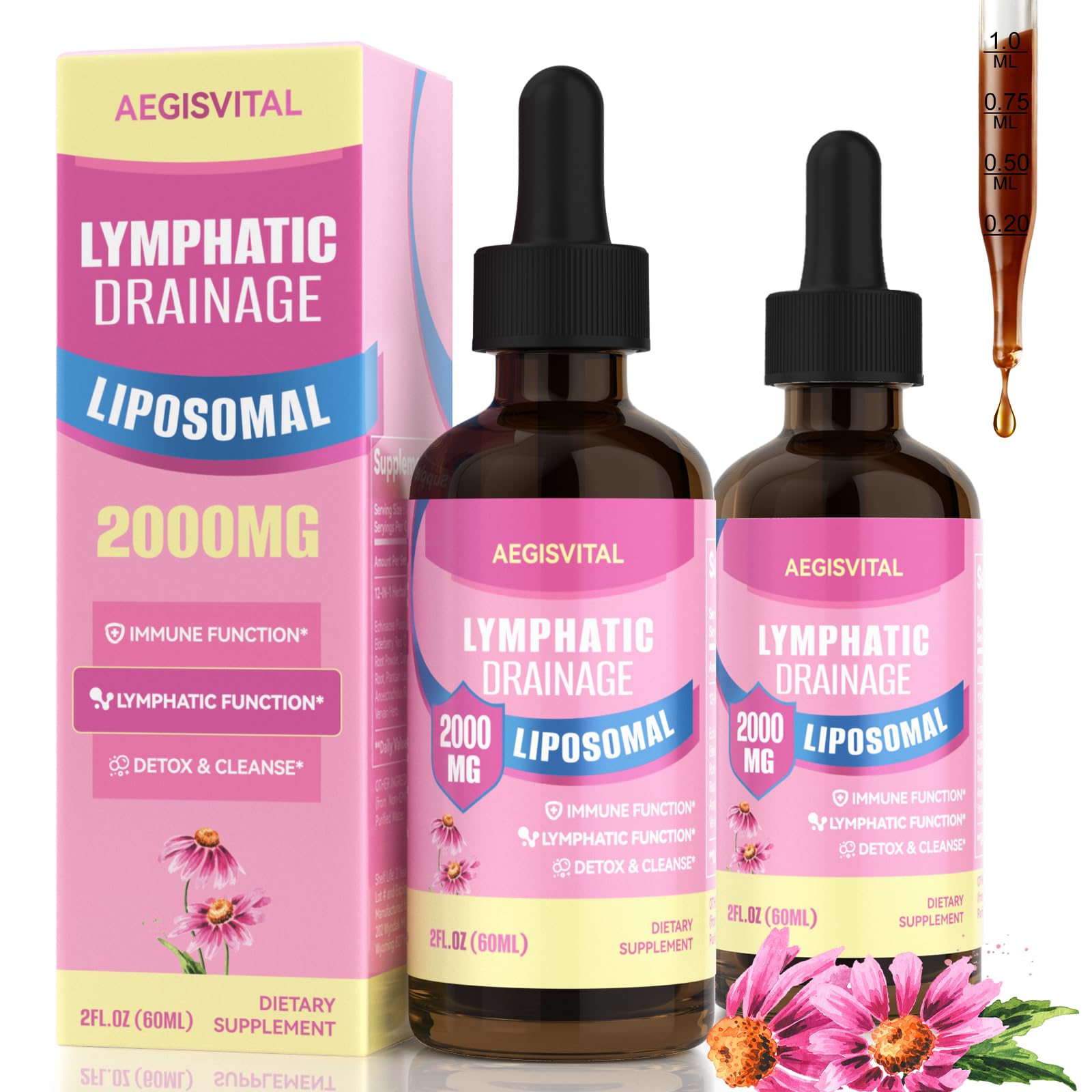 Aegisvital Liposomal Lymphatic Drops bottle ready for daily use and immune support.