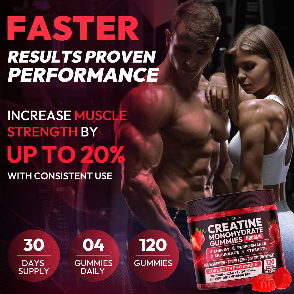 AEQNJV Creatine Gummies in action during a workout for energy and endurance.