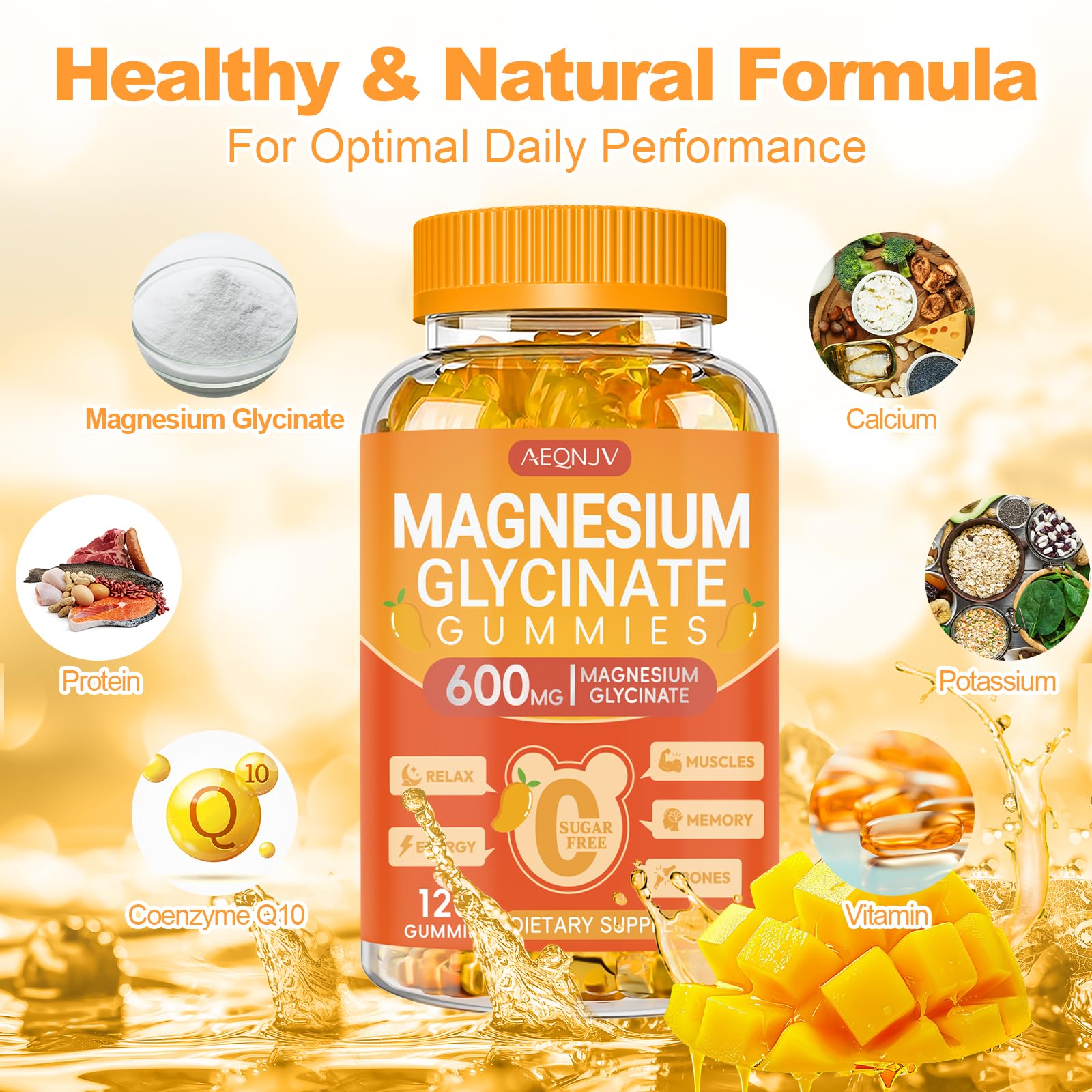 AEQNJV daily-dose gummies pouring from bottle conveying simple routine