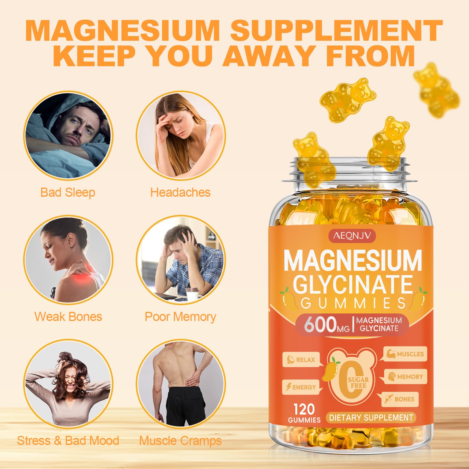 AEQNJV ingredient panel glance showing magnesium, potassium, CoQ10, D, and B6